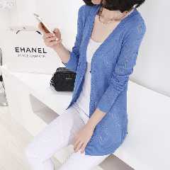 春夏韩版宽松中长款薄款开衫镂空针织衫外套大码开衫空调衫女披肩