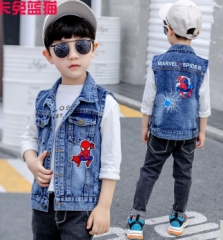 卡兔蓝猫男童牛仔马甲2020春秋装儿童洋气新款背心