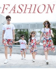 叠曼亲子装全家装夏季新款一家三口四口家庭套装