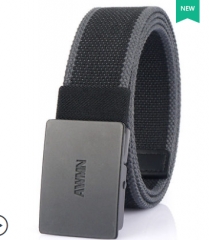 男士无孔帆布腰带平滑扣编织布料皮带年轻人学生休闲潮流裤带夏季